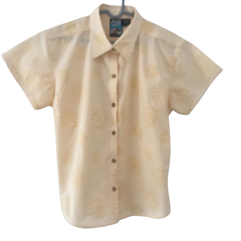 Vintage ALF Kuhl Button Down Floral Short Sleeve Camp Shirt Daisy Yellow Size M